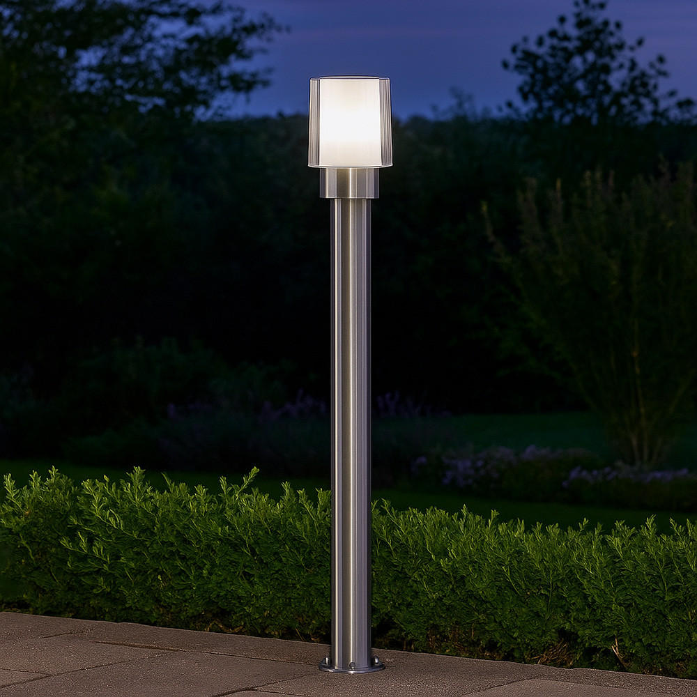 LED STEHLEUCHTE Edelstahl Silber Weiß - Silberfarben, Metall (12/12/80cm) - Wofi