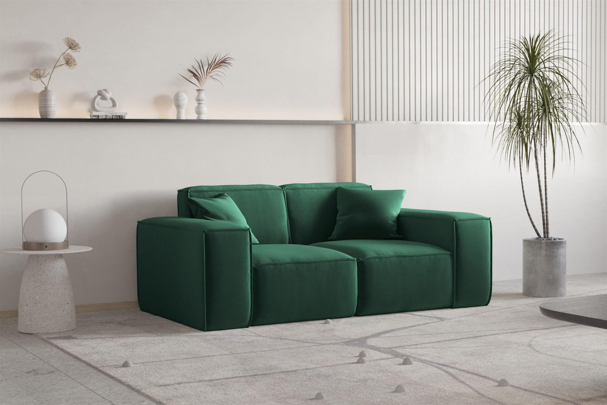 SOFA Celes Premium 2-sitzer Opera Velvet - Grün, Holzwerkstoff/Textil (186/73/88cm) - Fun Möbel