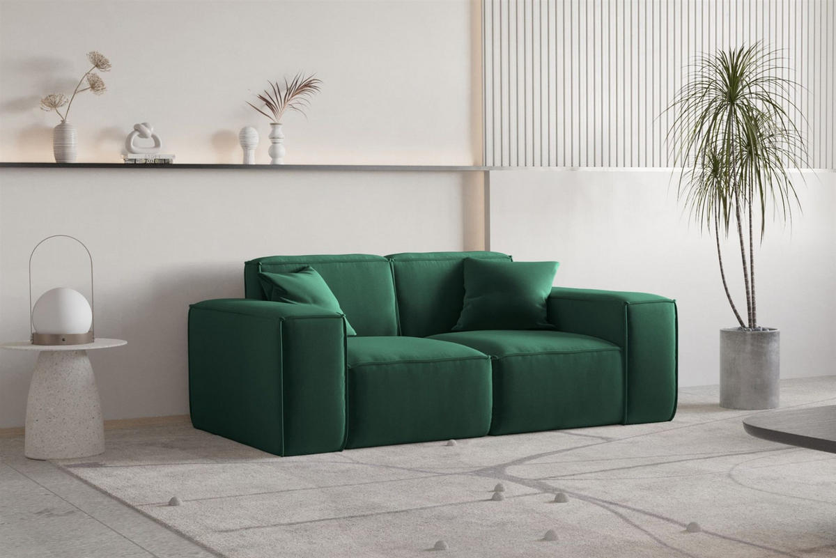 SOFA Celes Premium 2-sitzer Opera Velvet - Grün, Holzwerkstoff/Textil (186/73/88cm) - Fun Möbel