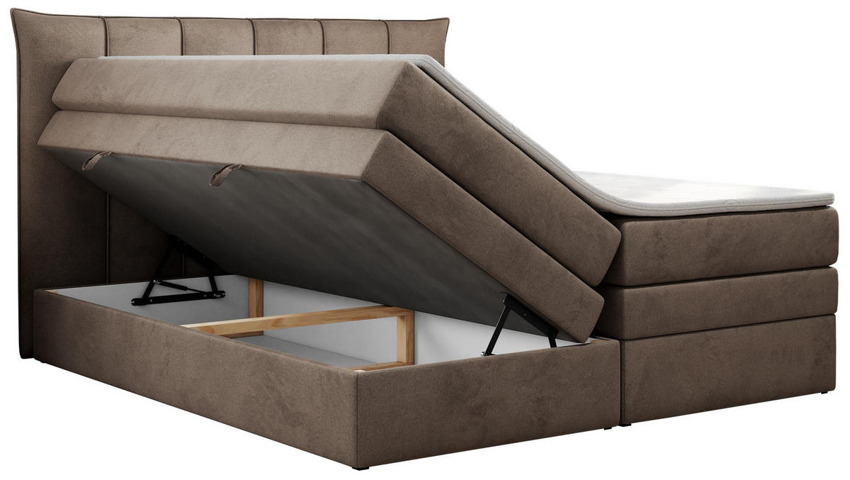 BOXSPRINGBETT PREMIUM 10 KING 180/200 Braun Velvet - H3 - Braun, Holz/Textil (180/200cm) - MKS