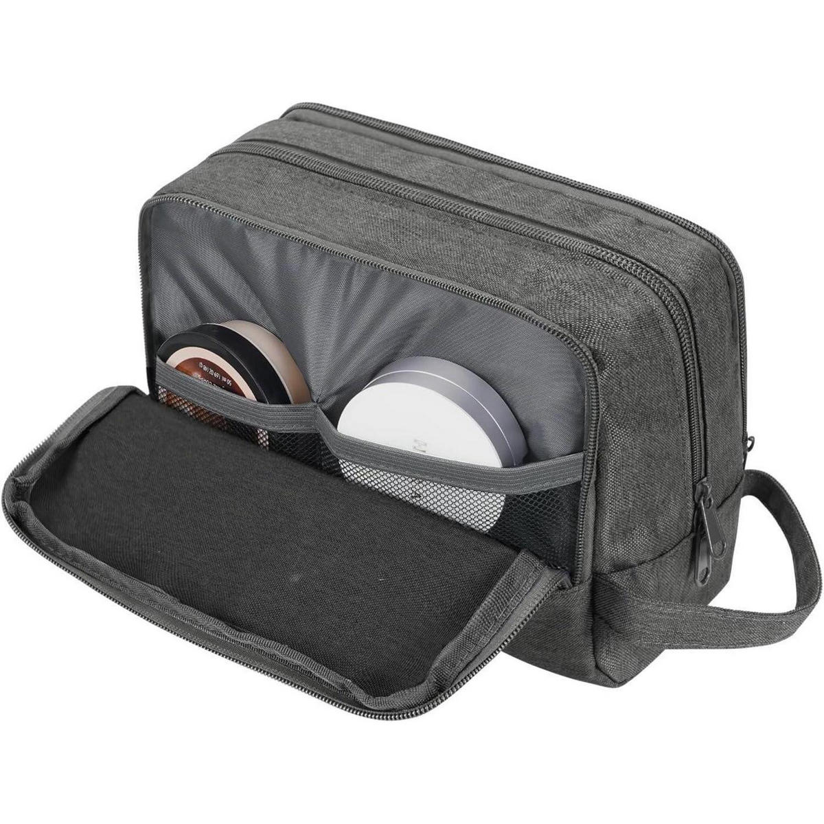 KULTURBEUTEL als Kosmetiktasche und Toilettenorganizer, grau - Grau, Textil (5/2/5cm)