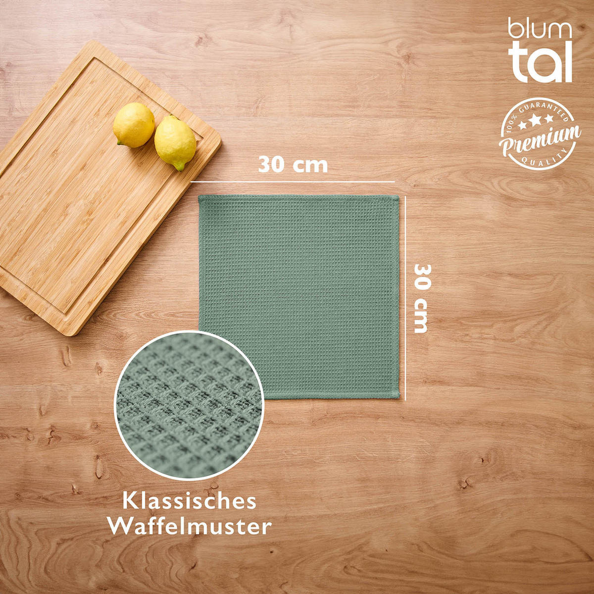 FRIGG Kuchyňské utěrky, sada 6 kusů, 30/30 cm, zelená - zelená, textil (30/30cm) - Blumtal