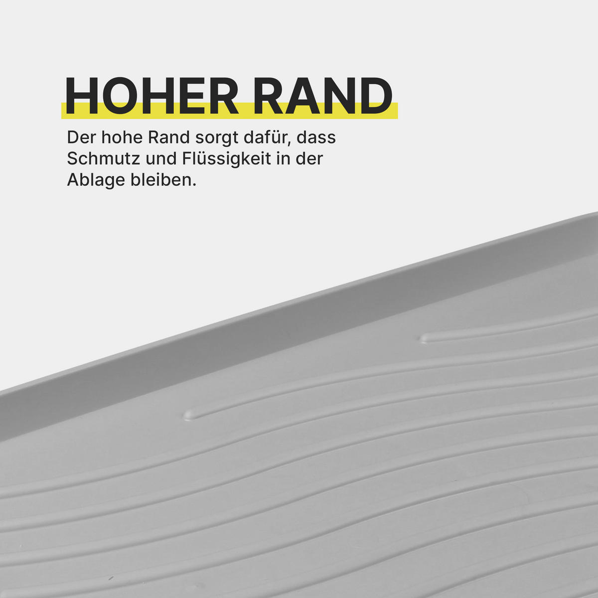 SCHUHABTROPFSCHALE mit hohem Rand (50x38x2,5cm) Hellgrau - Hellgrau, Kunststoff (38/50cm) - Bestlivings