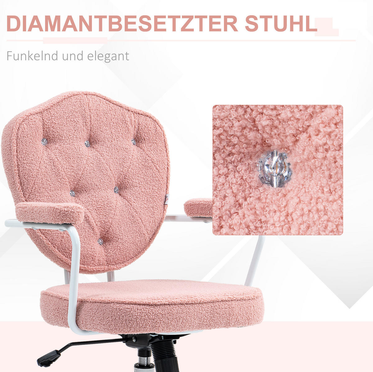 BÜROSTUHL in Pink 61,5x63x101 cm mit Wippfunktion und verstellbarer Sitzhöhe - Pink, Textil (63/101/61.5cm) - IVMEU