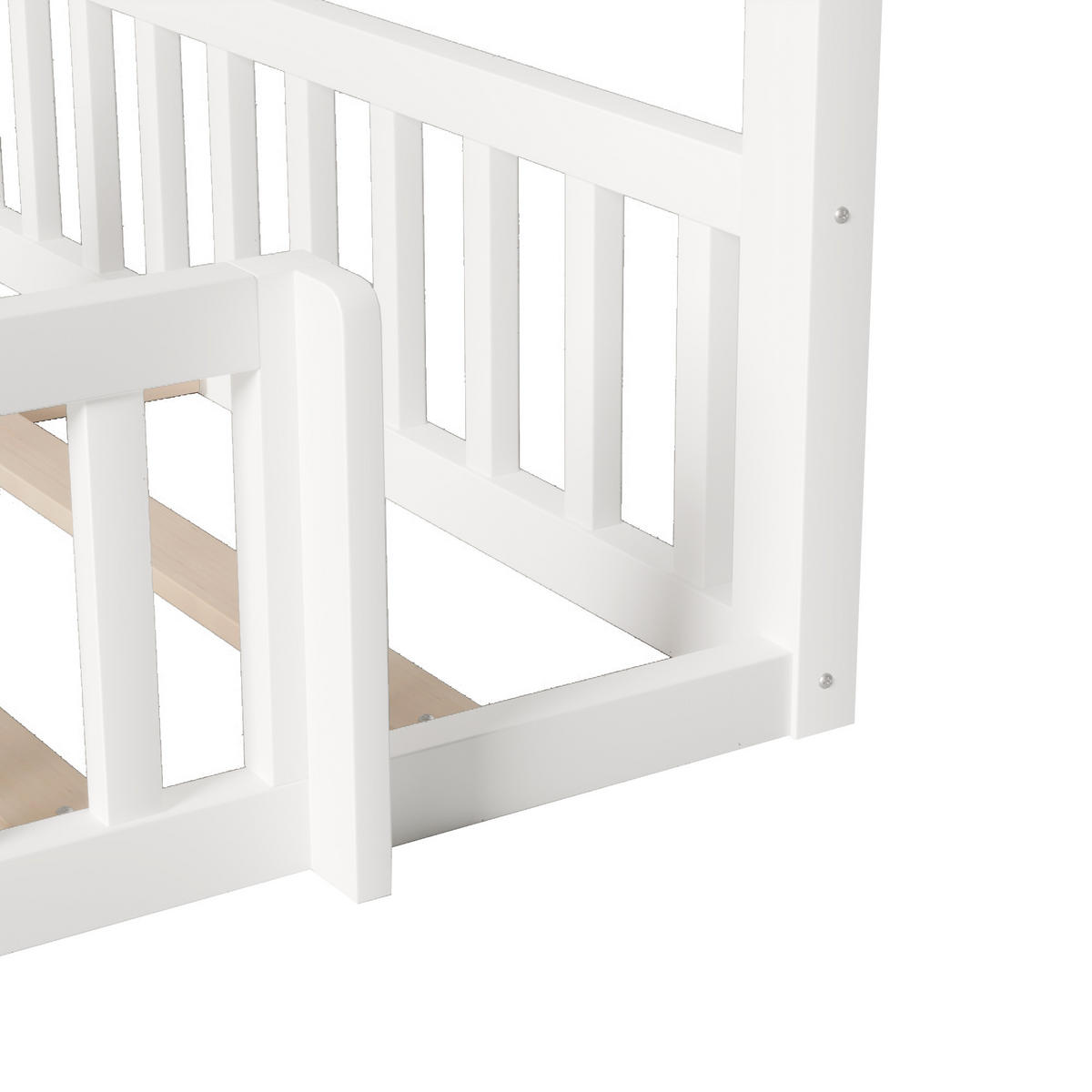 HAUSBETT 90/180/190 cm DE-03336, mit LED und Sicherheitsgeländer, in Weiß - Weiß, Holz/Holzwerkstoff (90/190cm) - ComfortXL