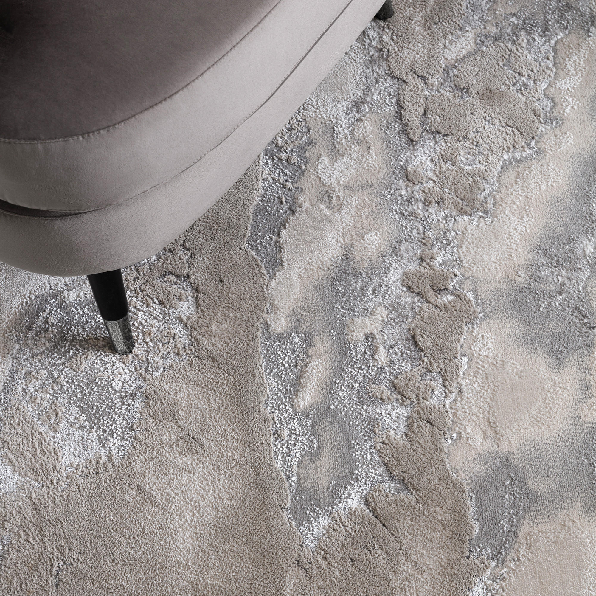 TEPPICH Polyester flachflor abstrakt hochglanz Como-Lecco, Silbergrau 200x290 cm - Silberfarben, Textil (200/290cm) - KADIMA DESIGN