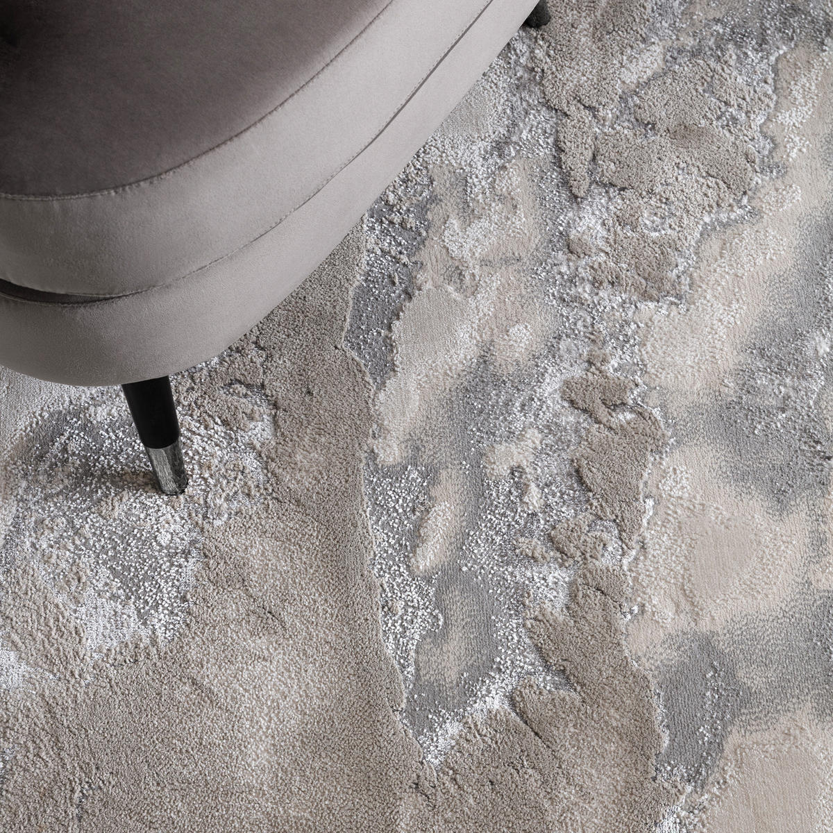 TEPPICH Polyester flachflor abstrakt hochglanz Como-Lecco, Silbergrau 160x230 cm - Silberfarben, Textil (160/230cm) - KADIMA DESIGN