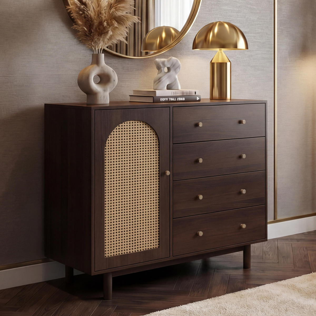 KOMODA Ořešák - barva vlašského ořechu, dřevo (100/95/40cm) - MCW