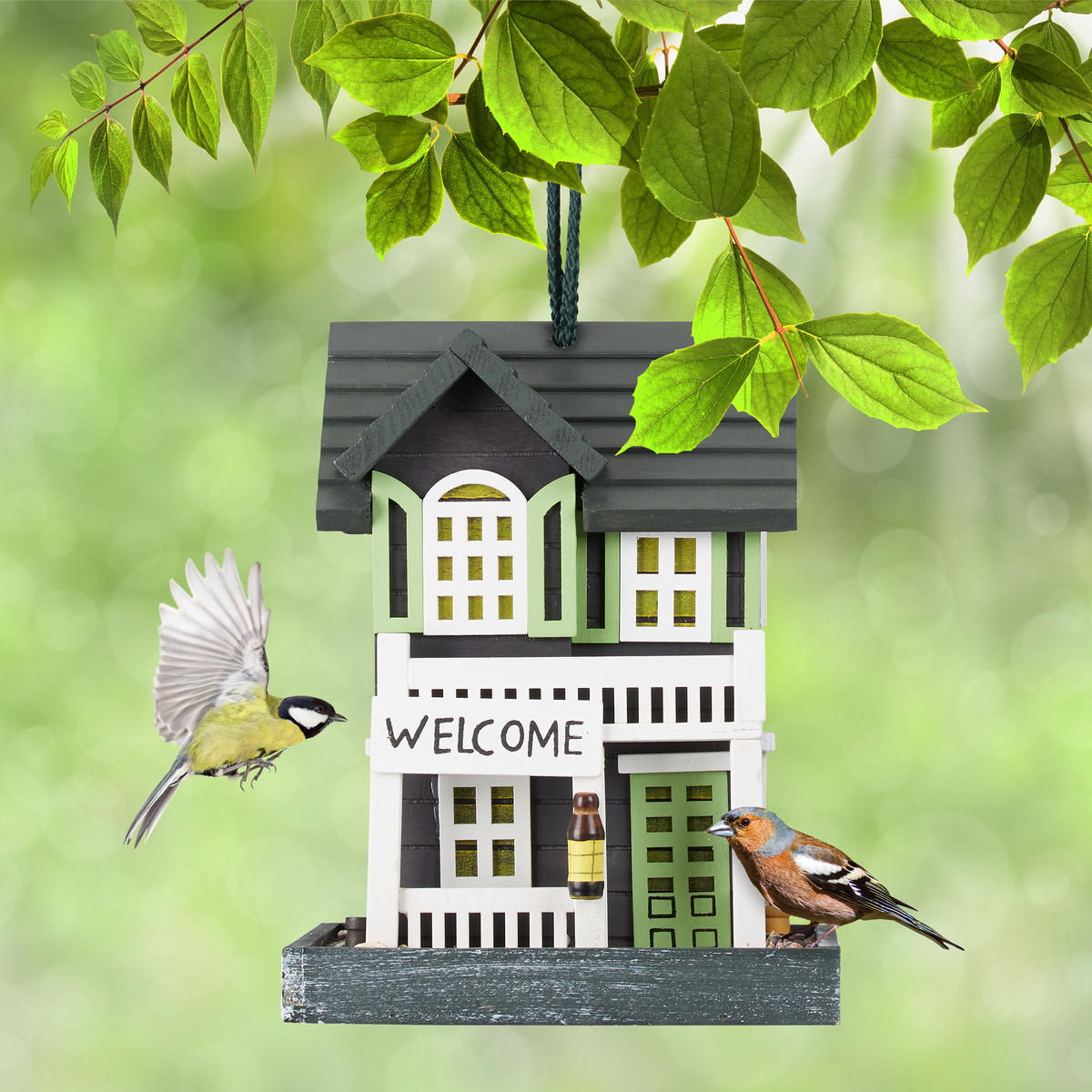 VOGELFUTTERHAUS - Multicolor, Holz (18/23.5/18cm) - Relaxdays