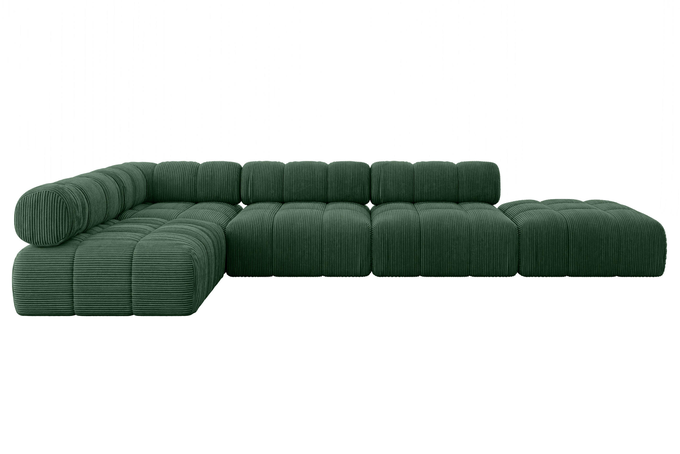 ECKSOFA modulares Sofa Favio-L2 - 380x190x70 cm Grün Cord - Grün, Holzwerkstoff/Textil (380/190cm) - ALTDECOR