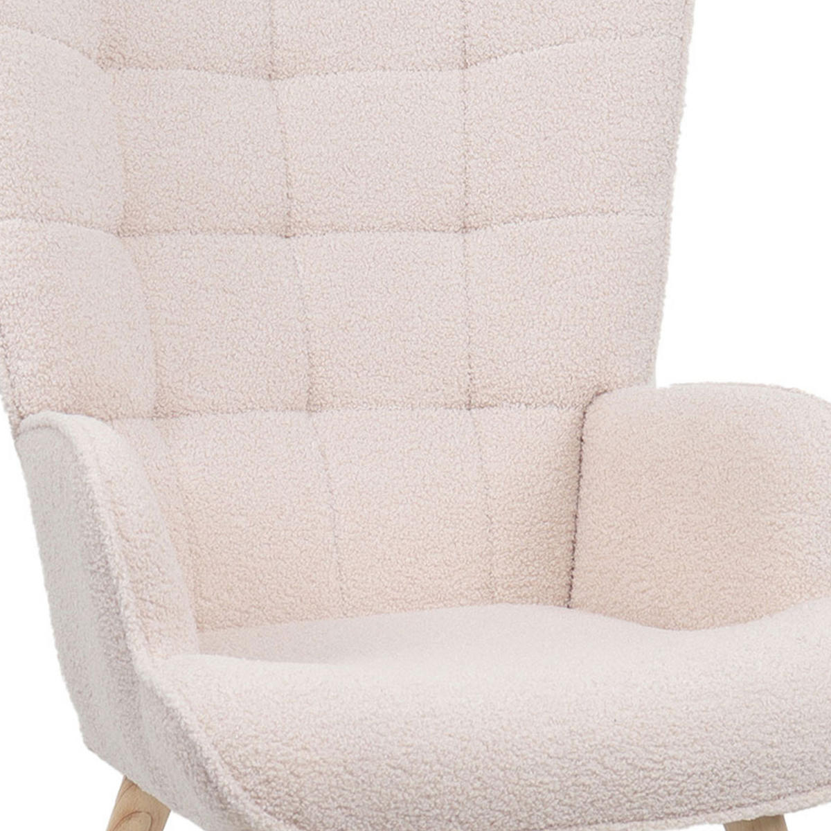SESSEL Stella Skandinavischer aus beigem Frottee mit Nähten - Beige/Akaziefarben, Holz/Holzwerkstoff (67/102/73.5cm) - Sicaan