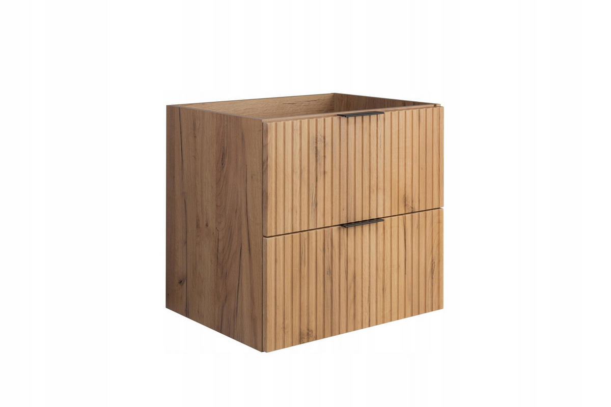WASCHBECKUNTERSCHRANK FLOW mit Regal + Platte Eiche Craft 140/57/46 cm - Eichefarben, Holzwerkstoff (140/57/46cm) - Rodan