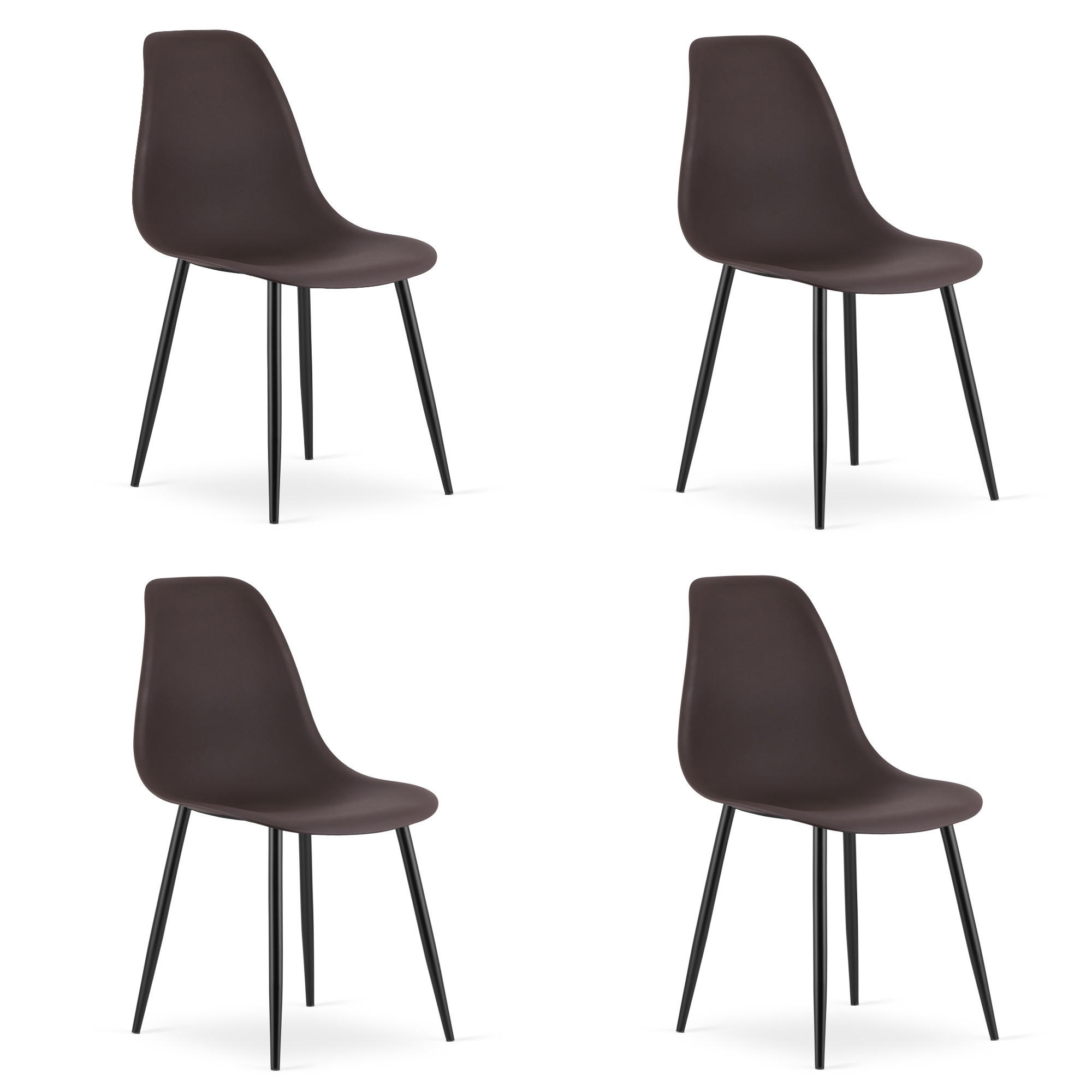ESSZIMMERSTUHL 4-er Set KALEO Kaffeesitz, schwarze Beine - Schwarz/Braun, Kunststoff (46/84/51cm) - Valora