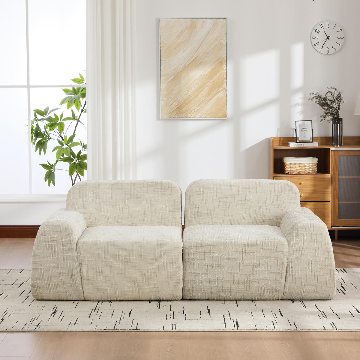 2-SITZER-SOFA DE-35114 mit Chenille-Bezug Beige - Beige, Textil (90.5/73/198cm) - ComfortXL