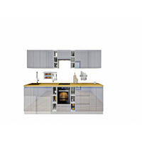 KÜCHENZEILE 340 cm - Aspen KA14-M340- in Grau/Hochglanz - Grau, Holz (340/212/52cm)