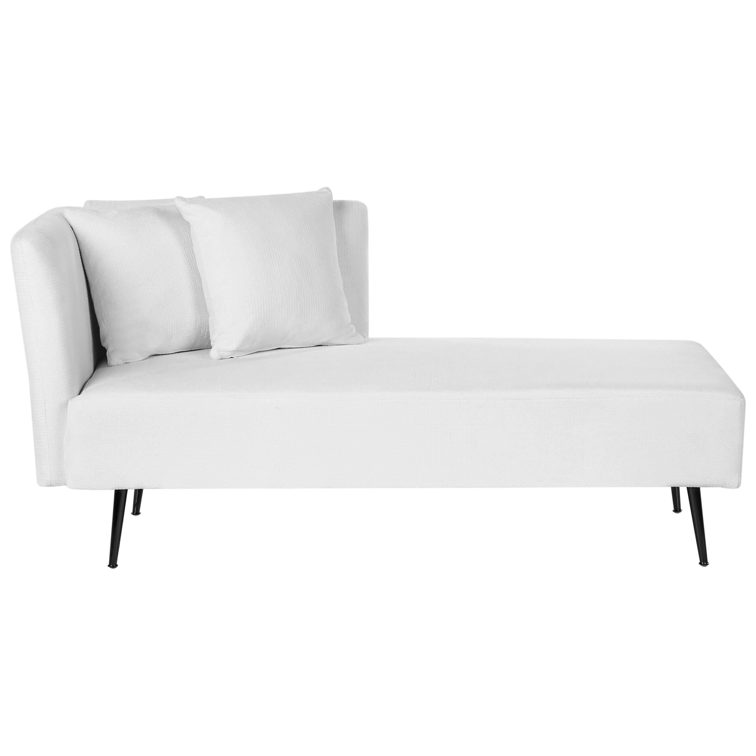 CHAISELONGUE Cremeweiß linksseitig Riom - Schwarz/Weiß, Textil (156/75/77cm) - Beliani
