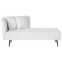 ČALOUNĚNÉ LEHÁTKO CHAISE LONGUE krémově bílé levostranné Riom - bílá/černá, textil (156/75/77cm) - Beliani