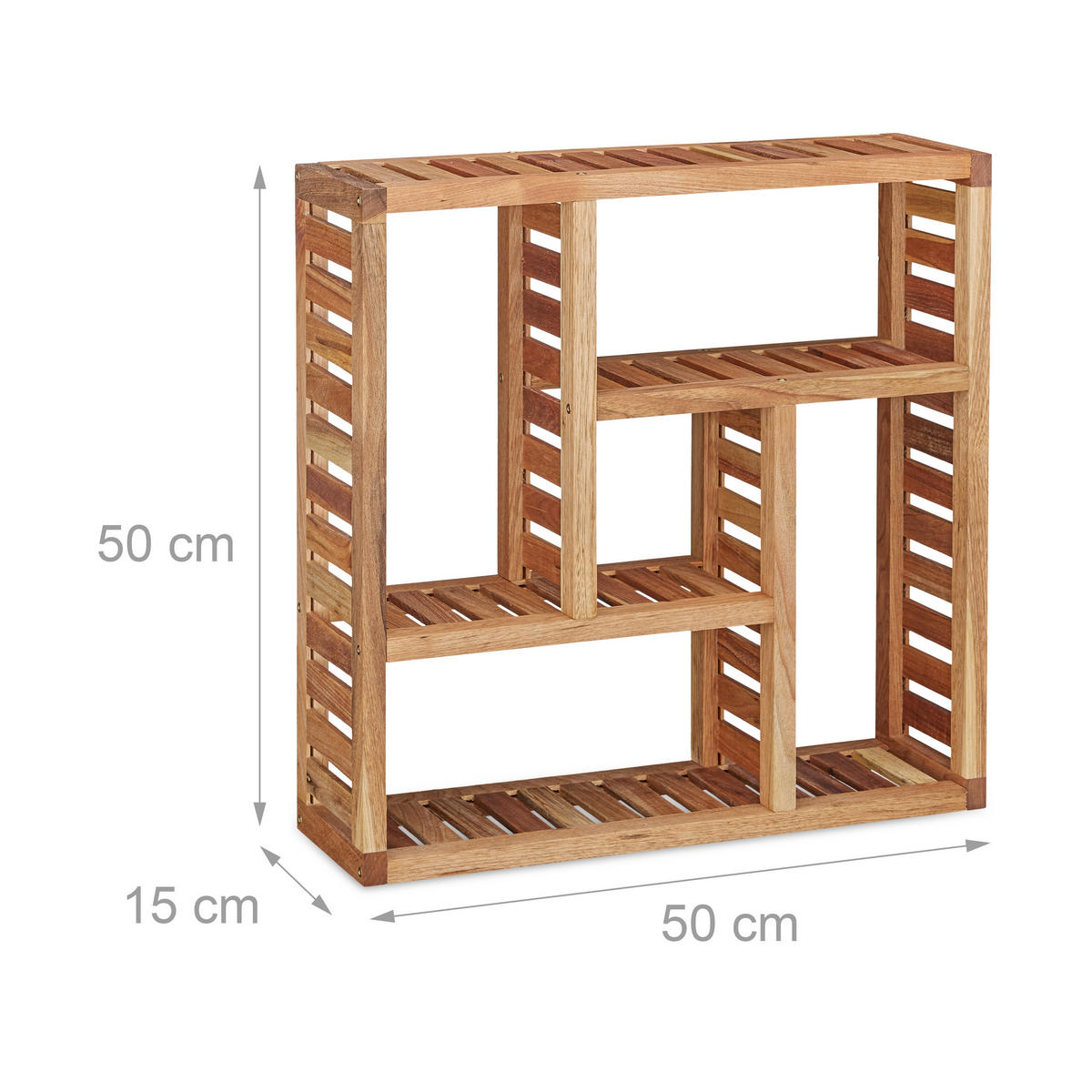 WANDREGAL - Hellbraun, Holz (50/50/15cm) - Relaxdays