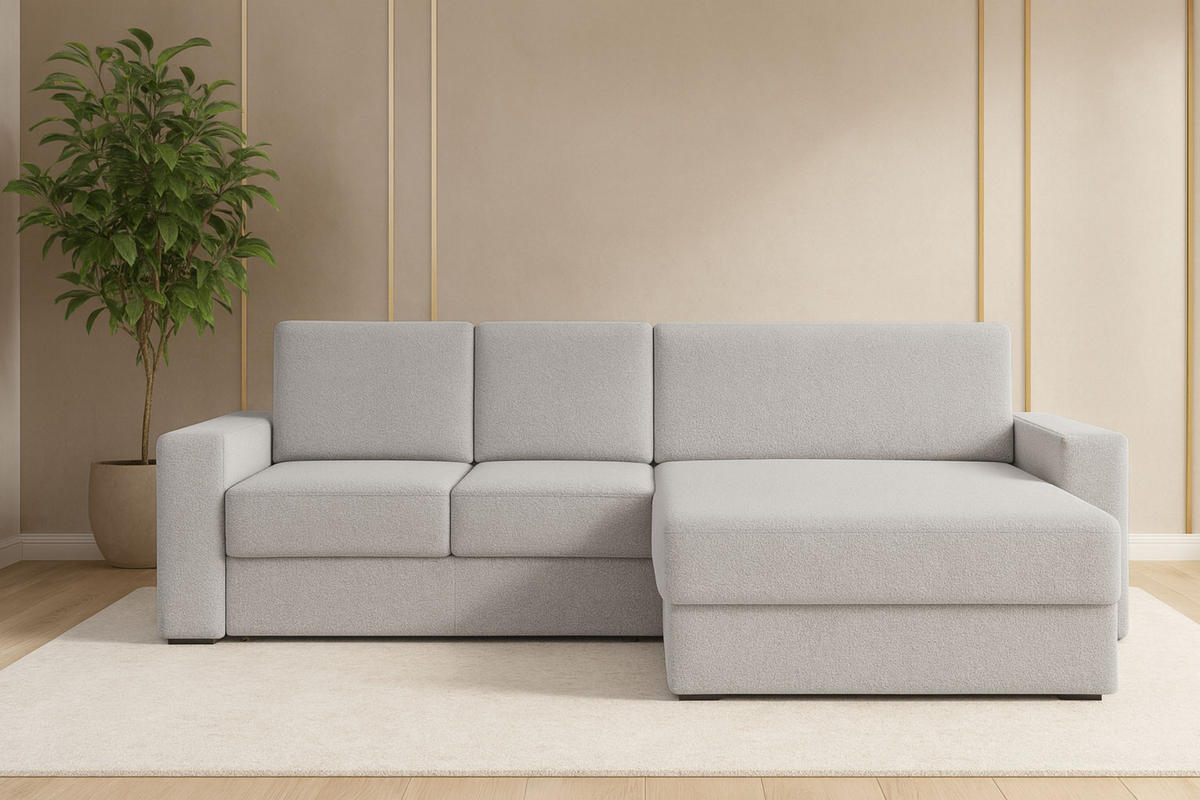 ECKSOFA TOCO XL 275/170 cm in Boucle Hellgrau rechts - Anthrazit, Holz/Holzwerkstoff (275/170cm) - Deine Möbel 24
