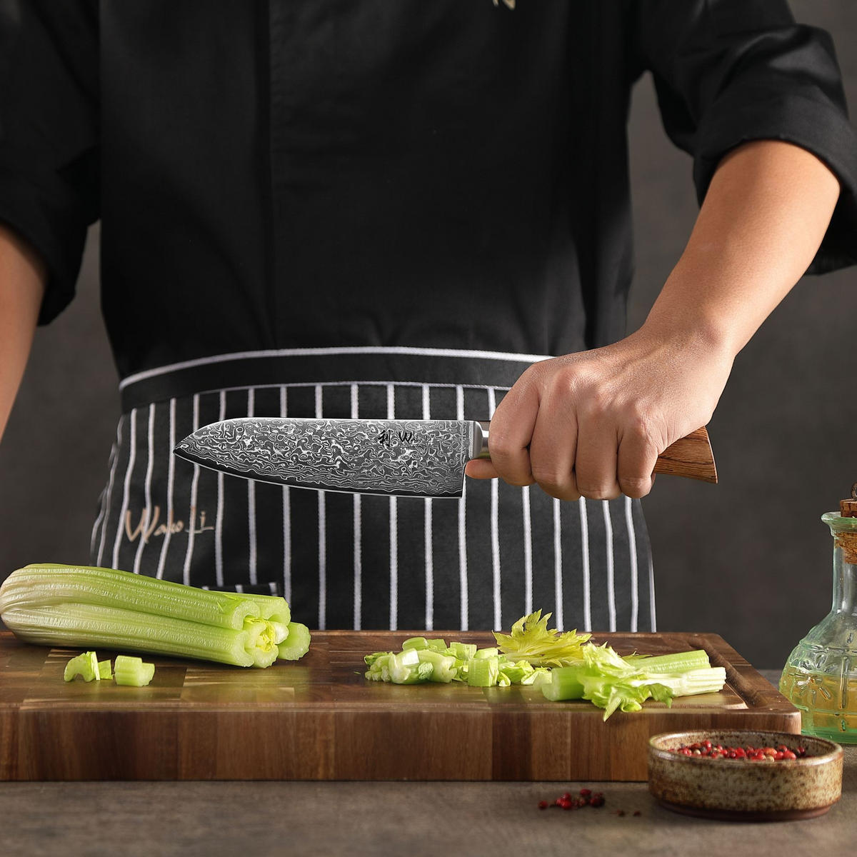 SANTOKUMESSER-SET 2-TEILIG 11–16 cm - Braun, Holz/Metall - Wakoli