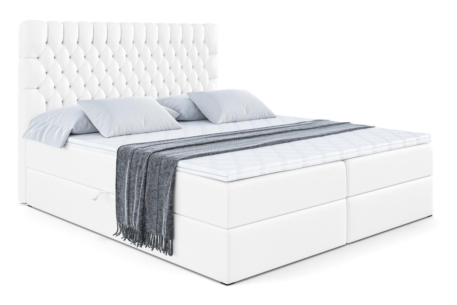 BOXBETT mit Matratze H4 und Lattenrost - SERENE - 180x200 - H4 - Weiß Hochglanz - Weiß Hochglanz, Holzwerkstoff (180/200cm) - ALTDECOR