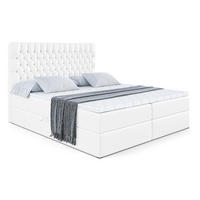 BOXBETT mit Matratze H4 und Lattenrost - SERENE - 180x200 - H4 - Weiß Hochglanz - Weiß Hochglanz, Holzwerkstoff (180/200cm) - ALTDECOR