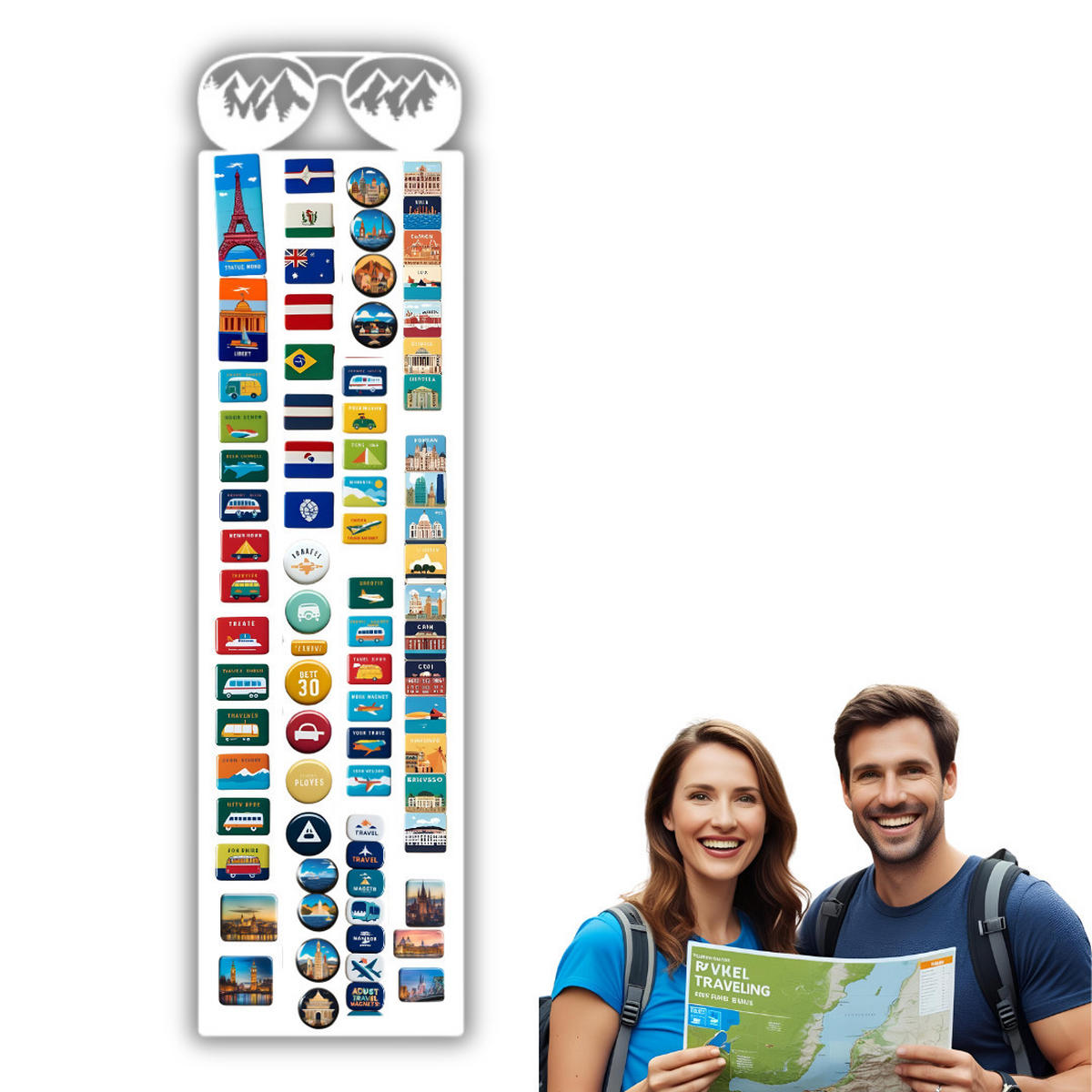 MAGNETTAFEL Klein & Groß Brille Berge Weiß 80x21 cm - Weiß, Metall (21/80/0.7cm) - ANWICAR