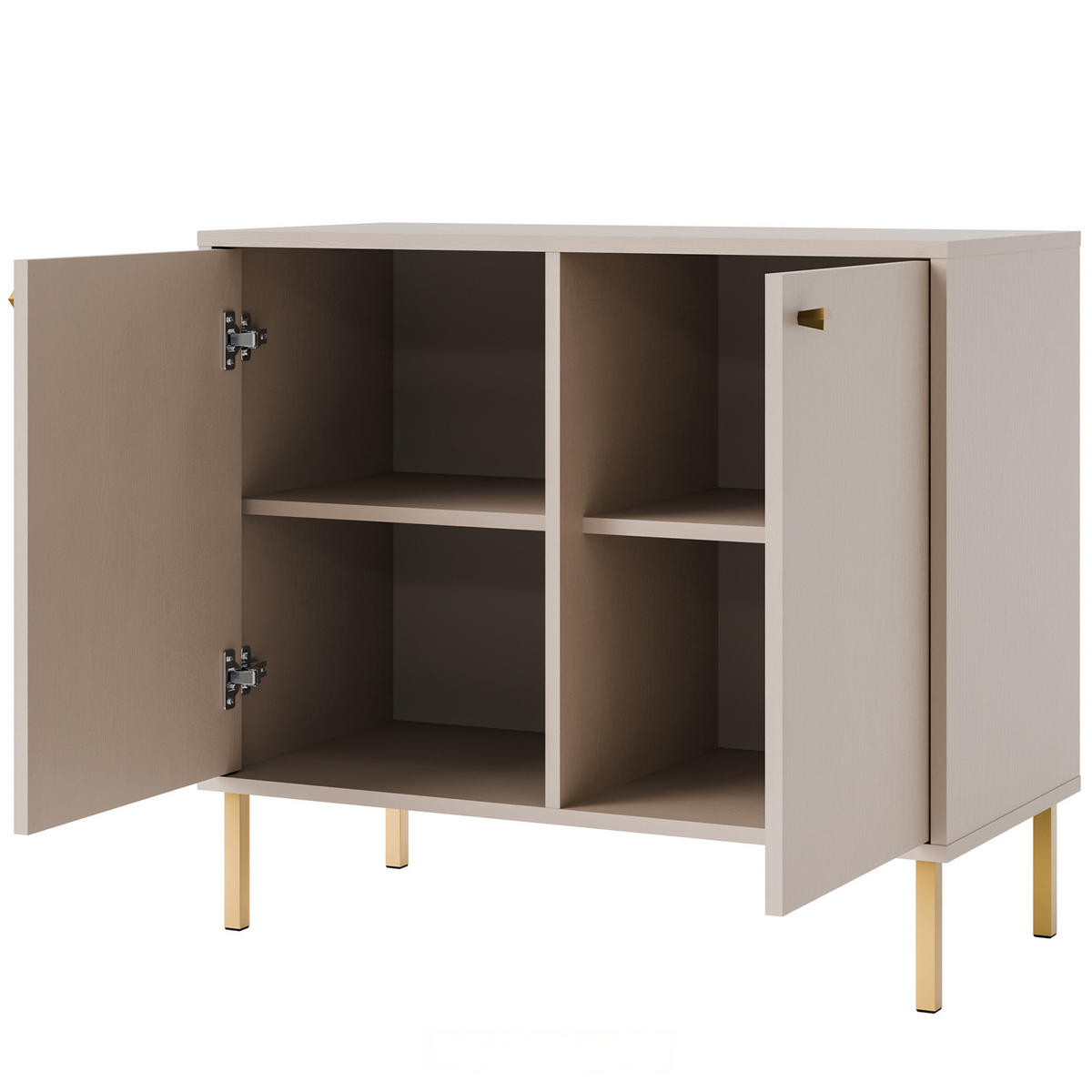 KOMMODE FLOREN, Creme/Gold - Creme, Holzwerkstoff/Metall (83.6/73.9/40.8cm) - KONSIMO®