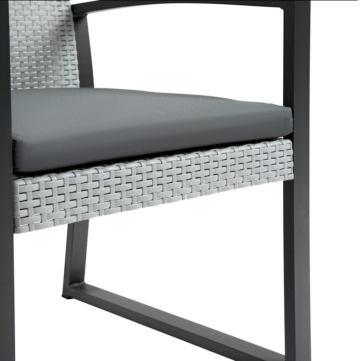 POLYRATTAN Bistroset, 3-tlg., Stahl - Grau, Metall - Outsunny