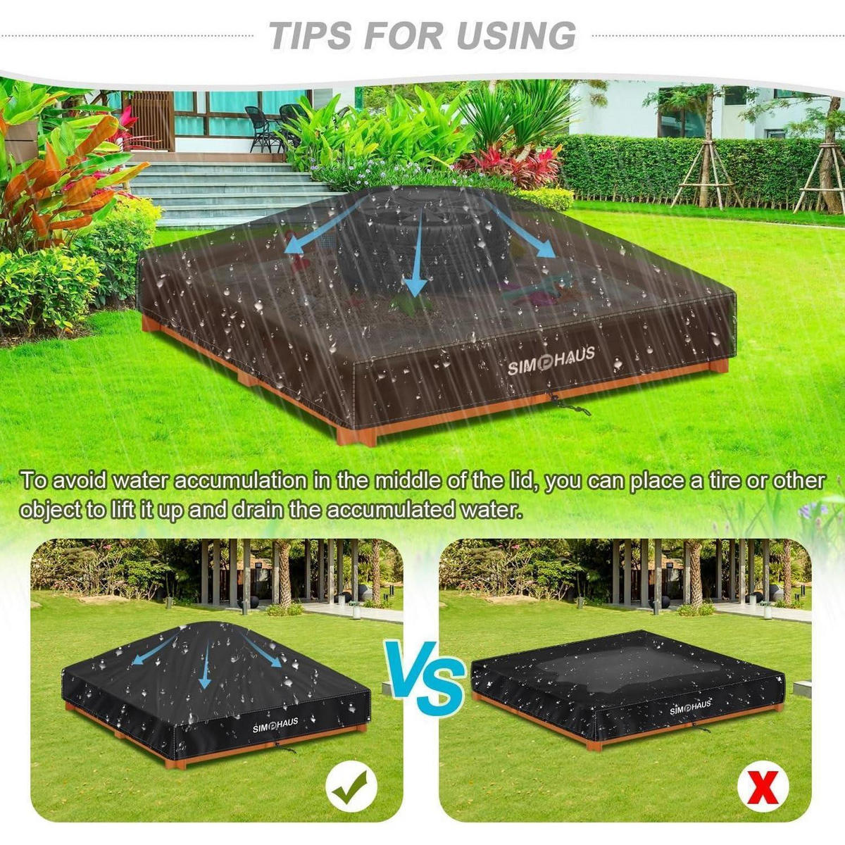 SANDKASTEN Abdeckung 180 x 180 x 20 cm Wasserdicht - Schwarz, Kunststoff (180/20/180cm)