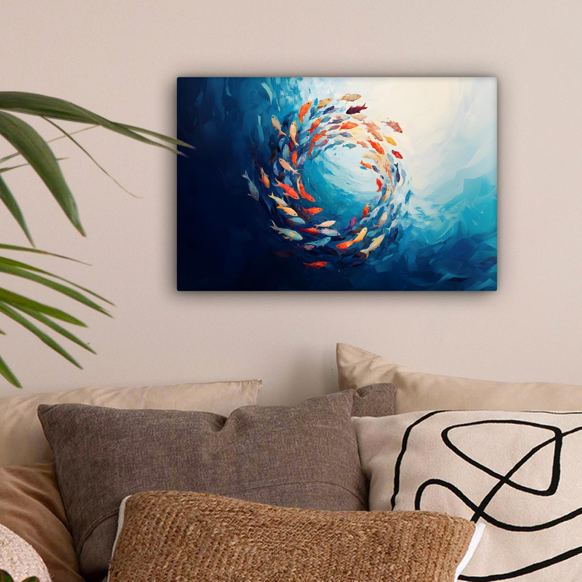 LEINWANDBILD Meer - Fische - Bunt - Dynamisch 30x20 cm - Hellblau, Textil (30/20cm) - MuchoWow