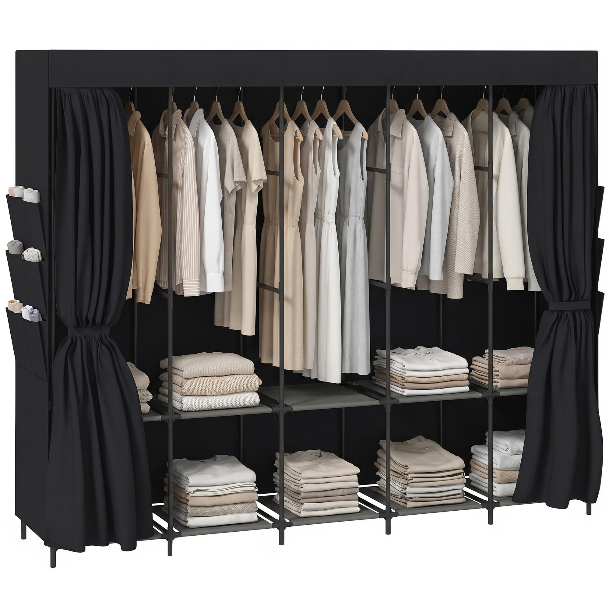 Pangivo Kleiderschrank Schwarz 45x167x212 cm