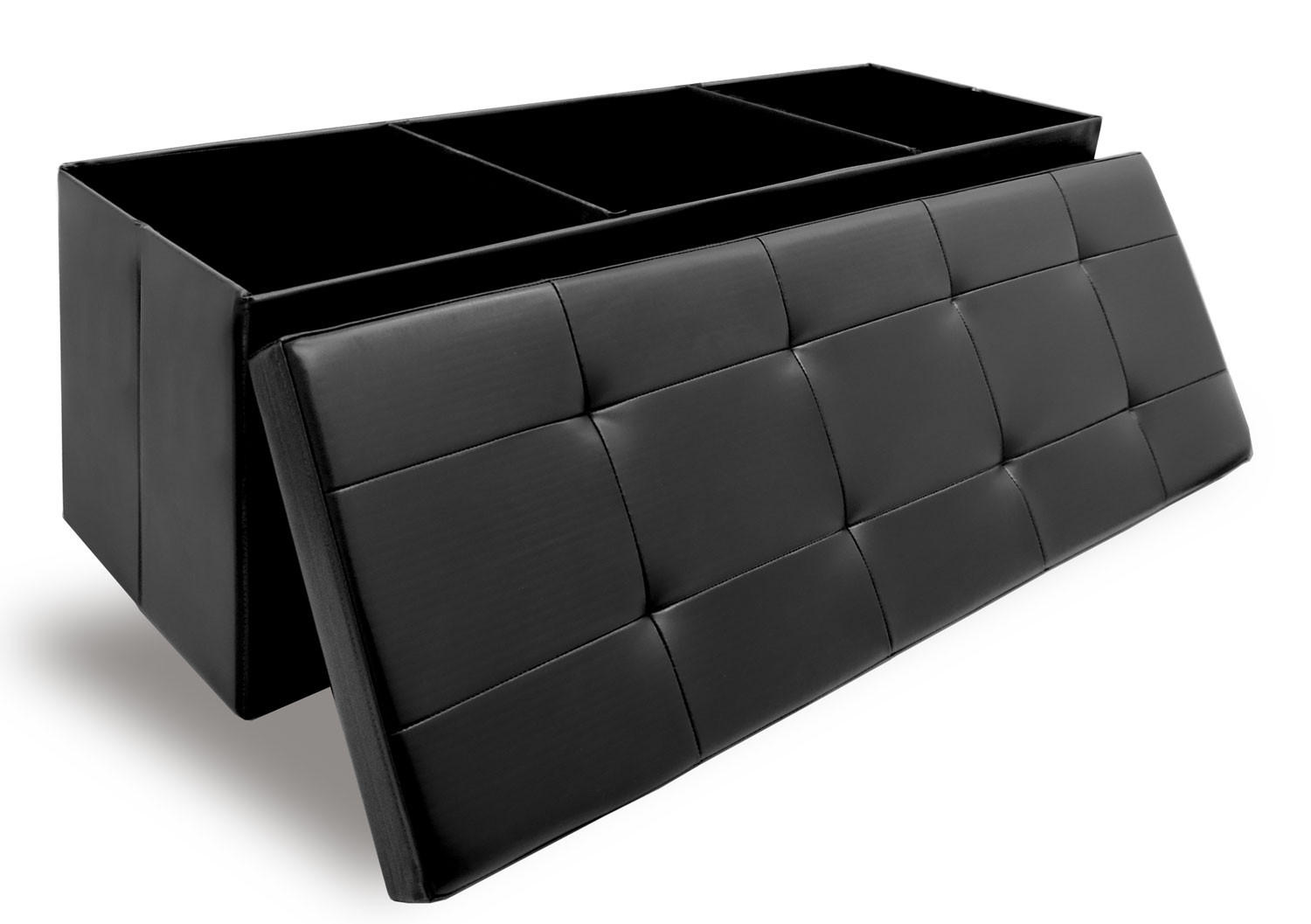 SITZBANK mit Stauraum, 110 cm, 120 Liter, Schwarz - Schwarz, Kunststoff (38/38/110cm) - Dunedesign