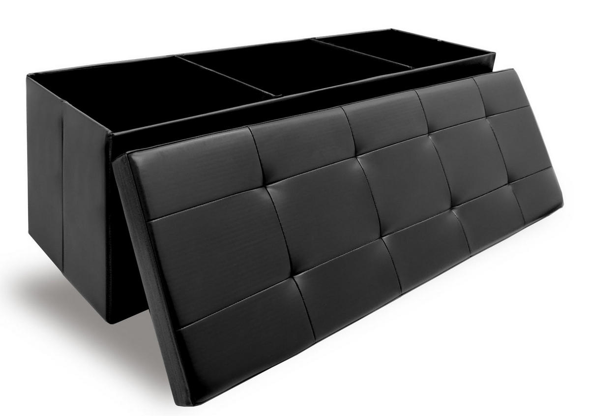 SITZBANK mit Stauraum, 110 cm, 120 Liter, Schwarz - Schwarz, Kunststoff (38/38/110cm) - Dunedesign
