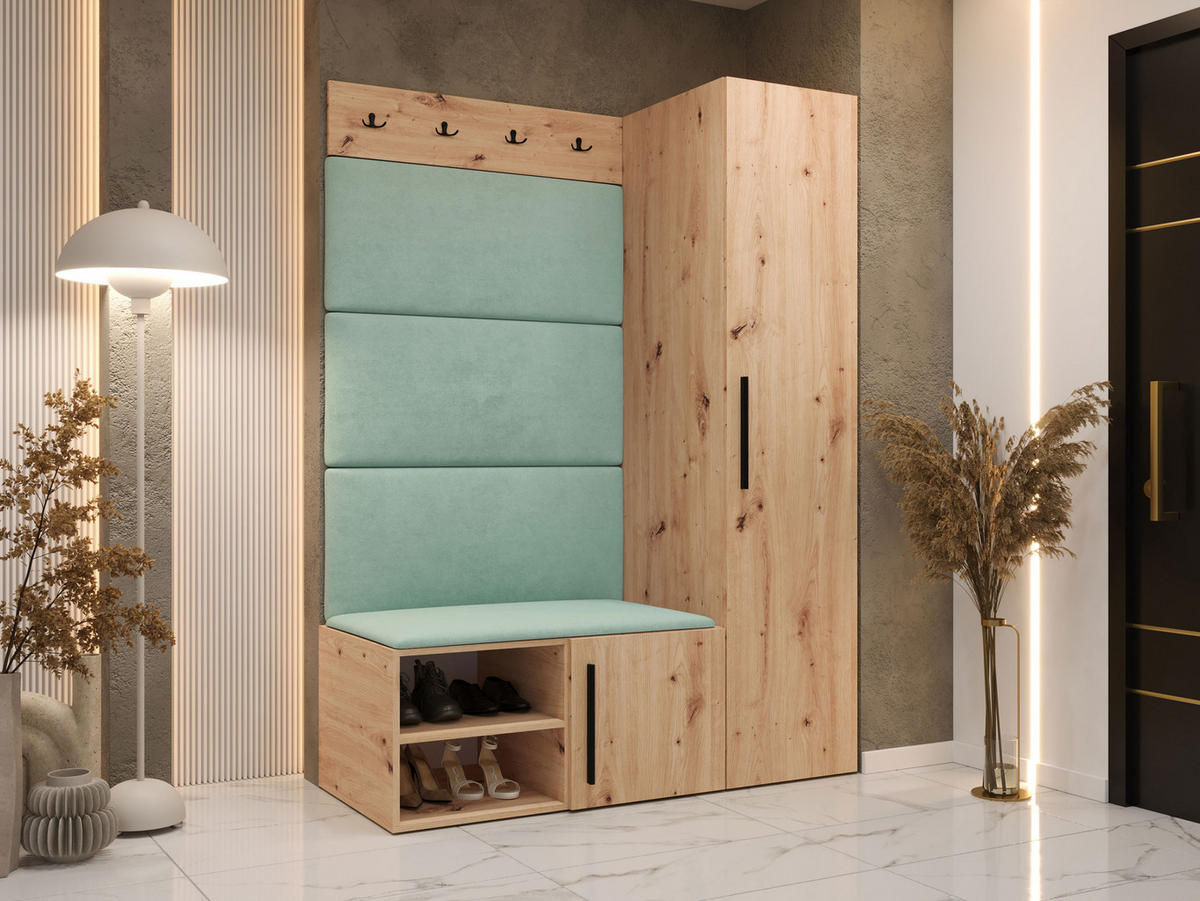 GARDEROBEN-SET Medi II - Schwarz/Eiche Artisan, Holzwerkstoff/Kunststoff (40/191/50cm) - MIRJAN24