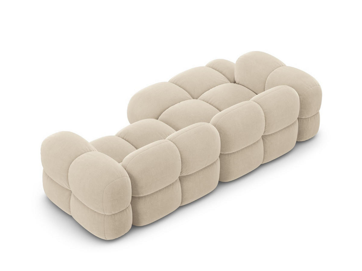 ECKSOFA links Loretto aus Samt leichtes beige 3 Sitzplätze - Creme, Textil (147/250cm) - Cosmopolitan Design