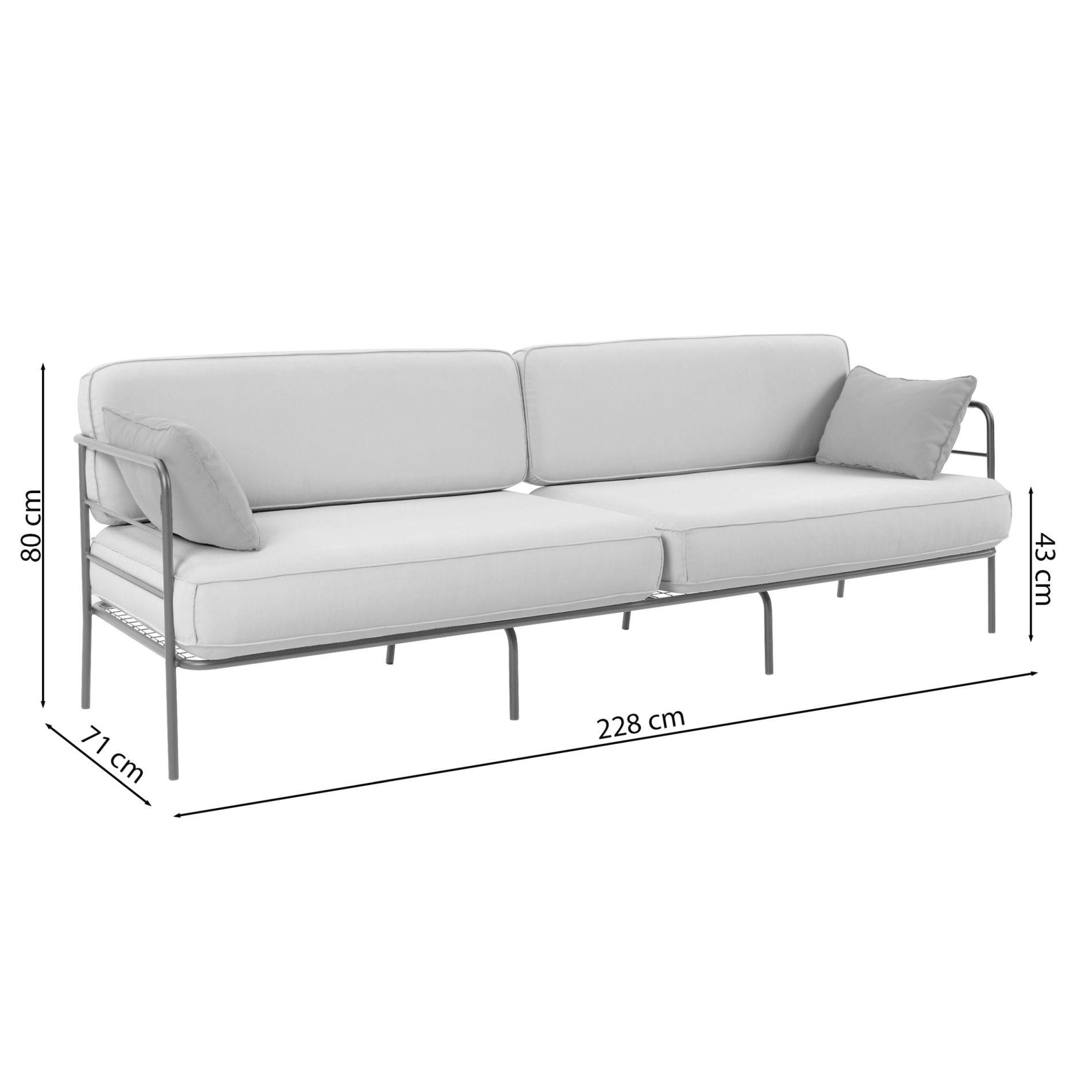 Thumbnail - Selsey Garten-Sofa, Beige, Textil, 3-Sitzer, 228x80x71 cm, Loungemöbel, Gartensofas