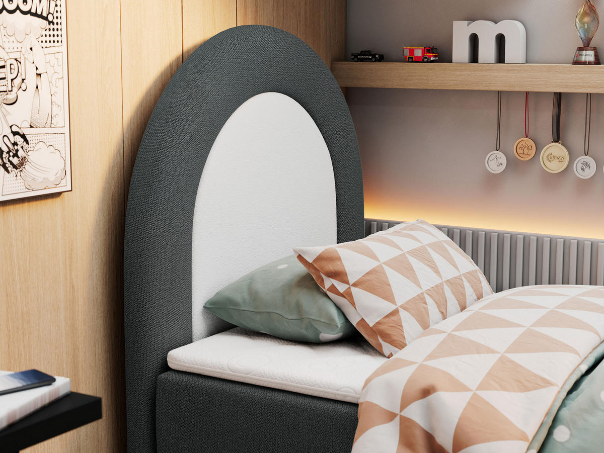 BOXBETT NEST 90/180 Dunkelgrau Struktur - H3 - Dunkelgrau, Holz/Textil (90/180cm) - MKS