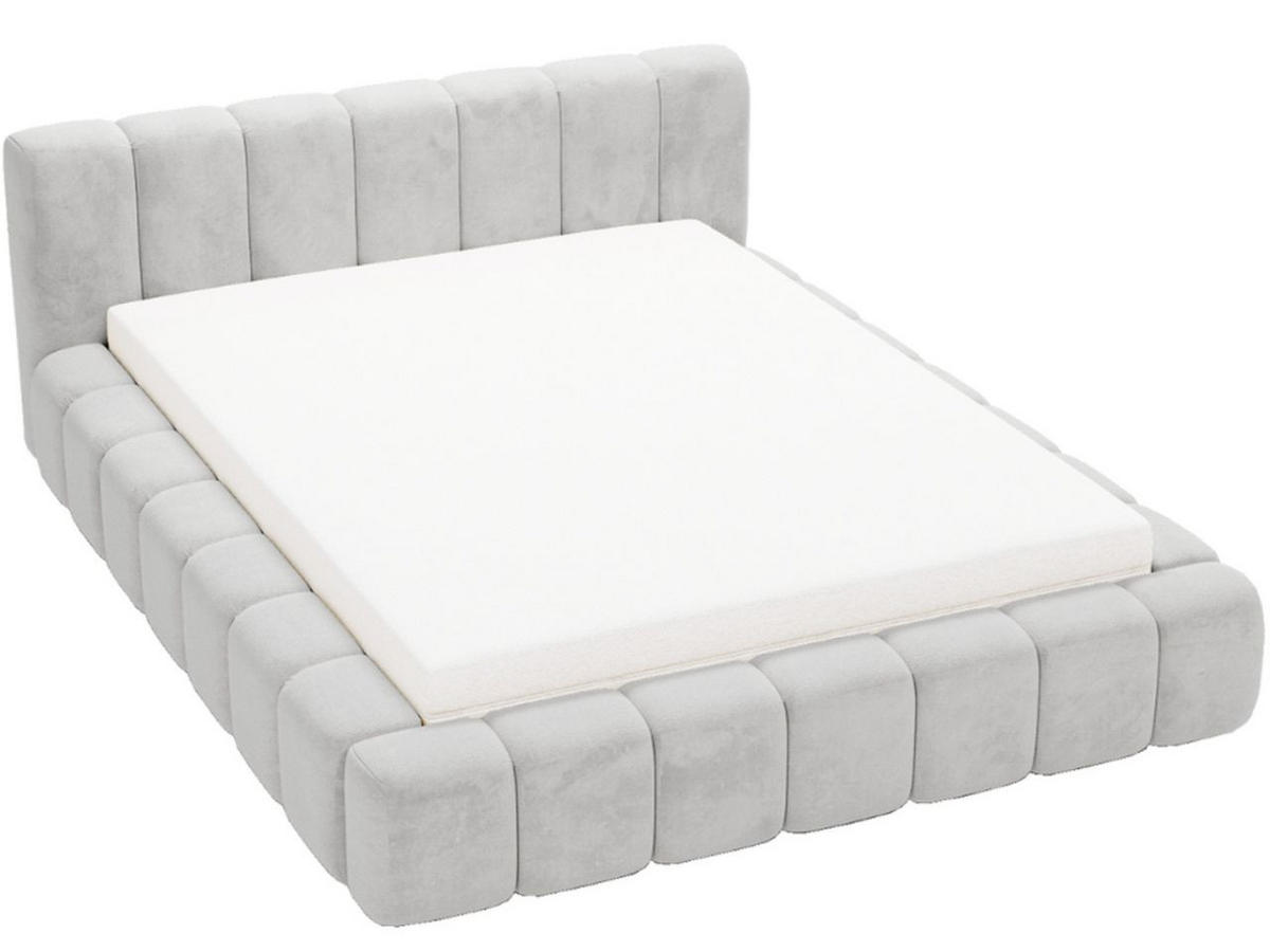 POLSTERBETT Ibiza 140x200 Hellgrau - Hellgrau/Naturfarben, Holz/Textil (140/200cm) - Graingold