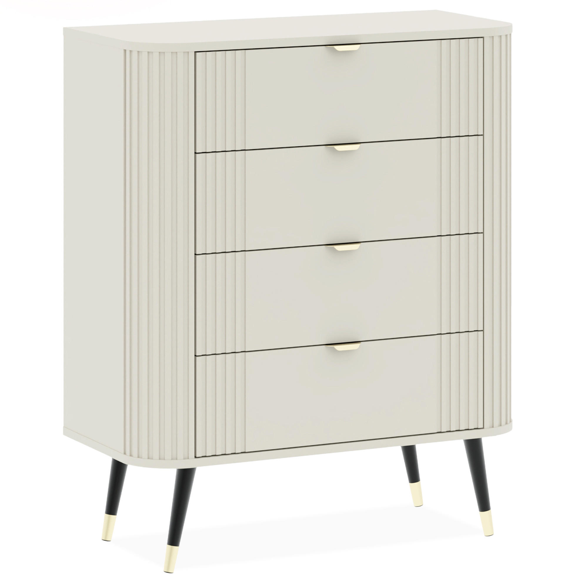 KOMMODE PURA, Cremefarbig - Creme/Schwarz, Holzwerkstoff/Metall (78/98/40cm) - KONSIMO®