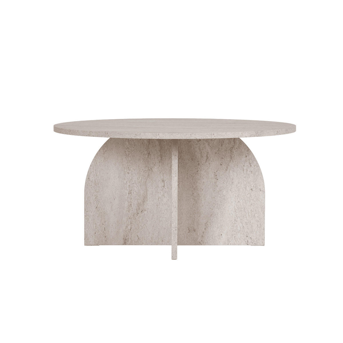 KONFERENČNÍ stolek s kulatou deskou, průměr 80 cm - CLOVER - béžová, kompozitní dřevo (80/80/40cm) - Calicosy