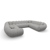 WOHNLANDSCHAFT Liva Hellgrau Strukturstoff U-Form XXL Panorama - Hellgrau, Textil (316/70/258cm) - VAROYAL