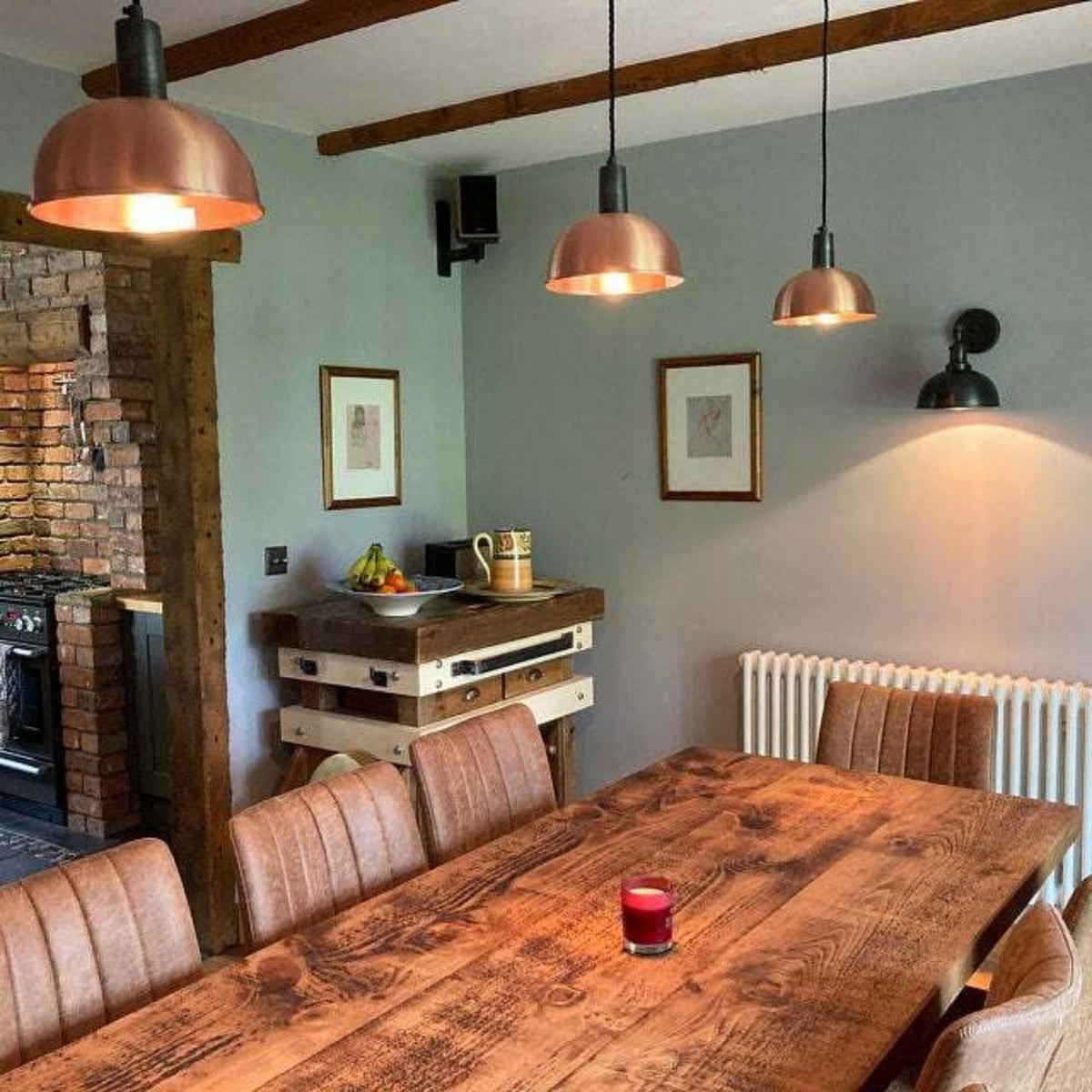 ESSTISCH Rustikales Industrielles Kanadisches Holz - Mittlere Eiche - 240/80/76 cm - Braun, Holz/Metall (240/80/76cm) - TRL Handmade Furniture