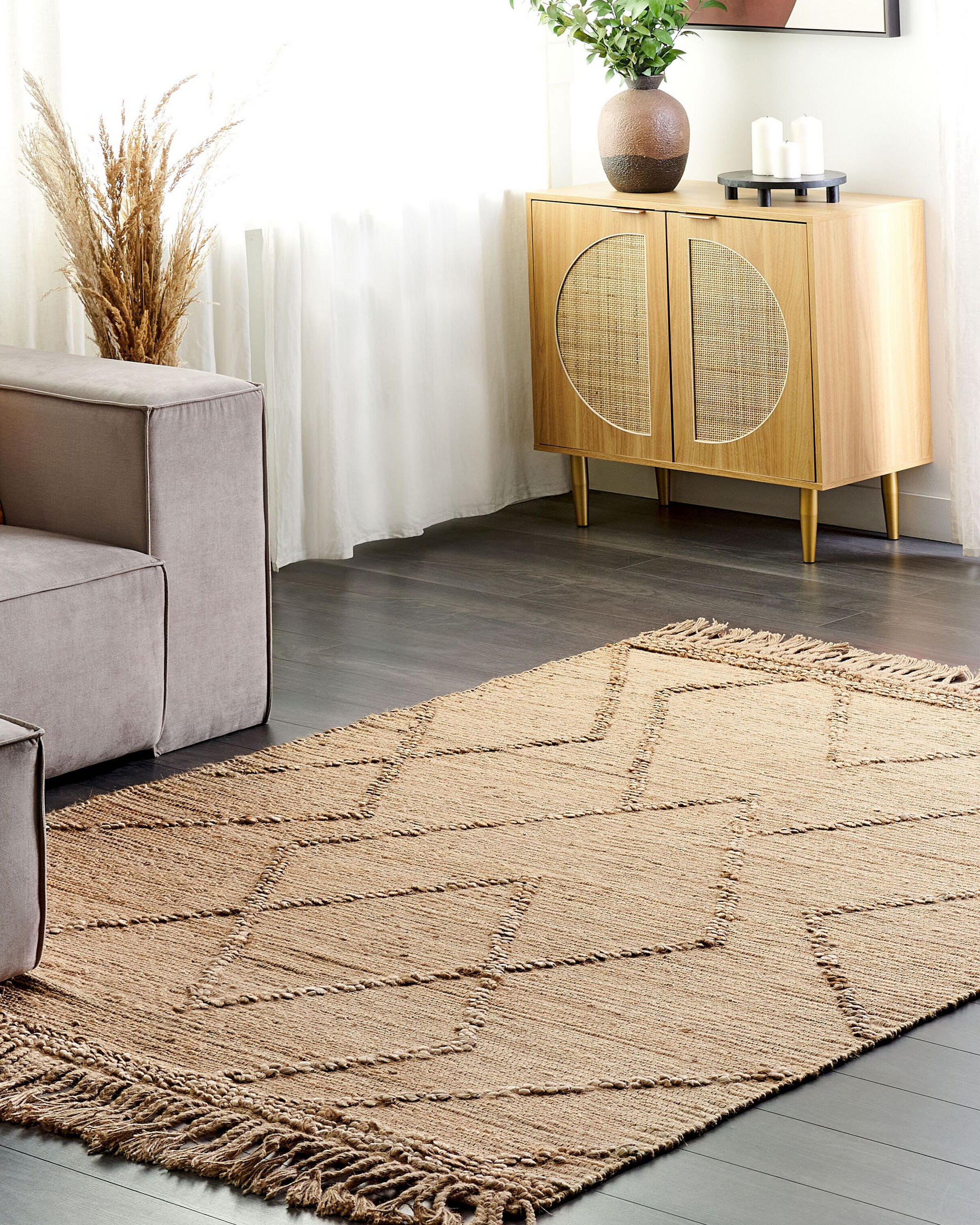 TEPPICH geflochten Beige 160/230 cm Handere - Beige, Naturmaterialen (160/230cm) - Beliani