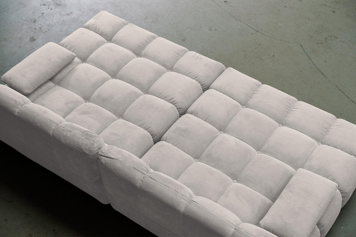 BIG SOFA VIVIEN Silber Cord - Silberfarben/Schwarz, Kunststoff/Textil (296/85/178cm) - KAWOLA
