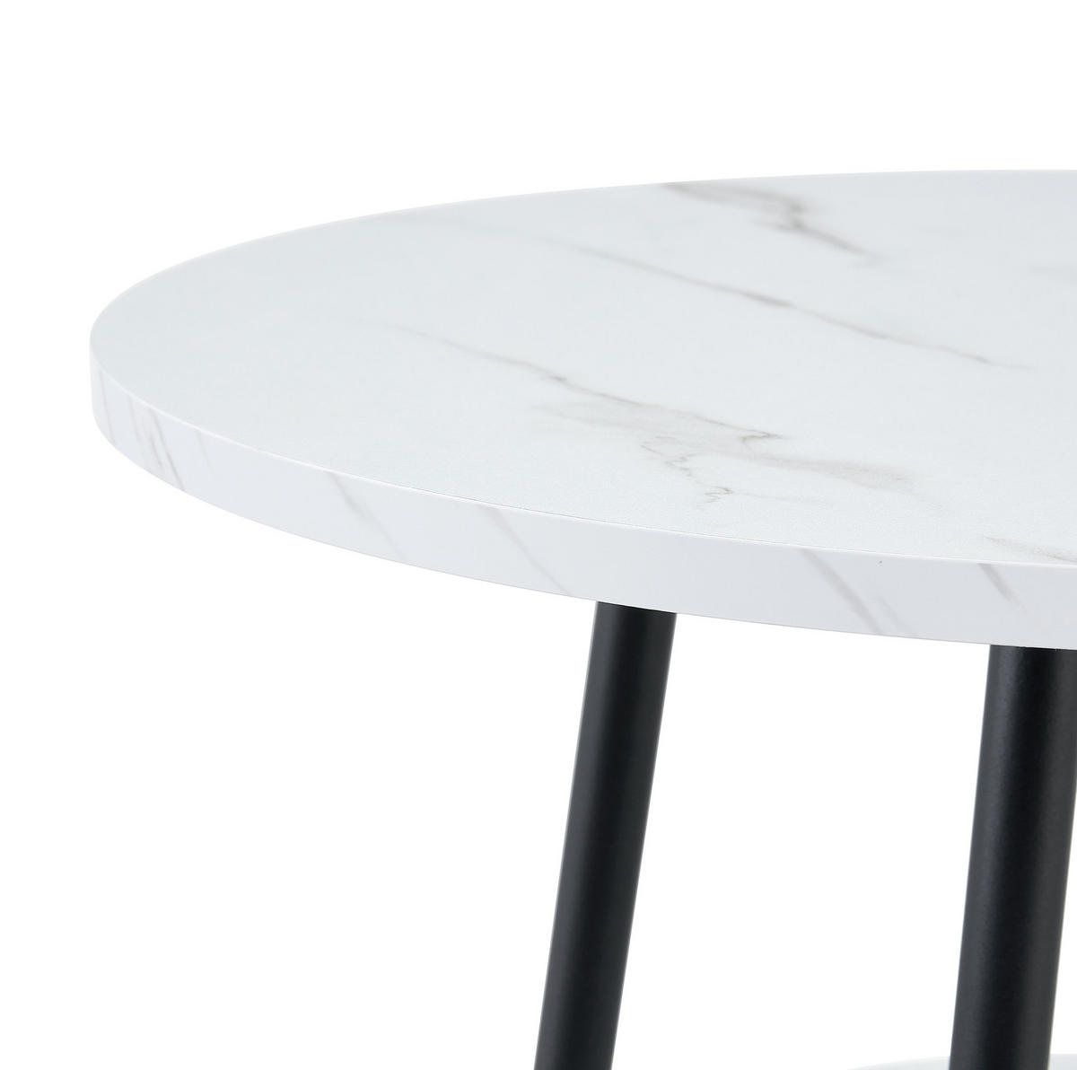BARTISCH 60/60/89 cm mit Ablage in Weißer Marmoroptik und Metallgestell - Weiß, Holzwerkstoff (60/60/89cm) - BEAOK