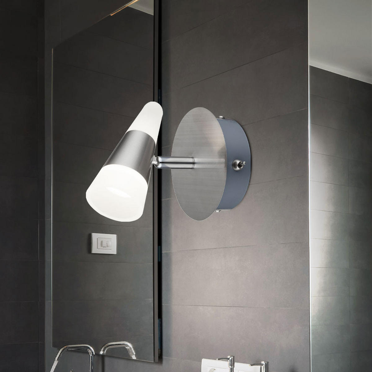 LED WANDLEUCHTE FRISO Metall Silber 2er Set - Silberfarben, Metall (12/14/13cm) - Globo Lighting