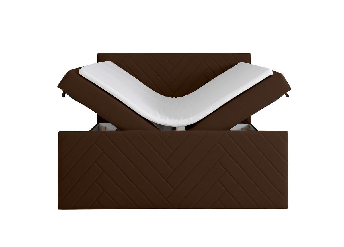 BOXSPRINGBETT NOVA mit Topper und Bettkasten, Braun, 200x200 cm - Braun, Textil (200/200cm) - KS Home Concept