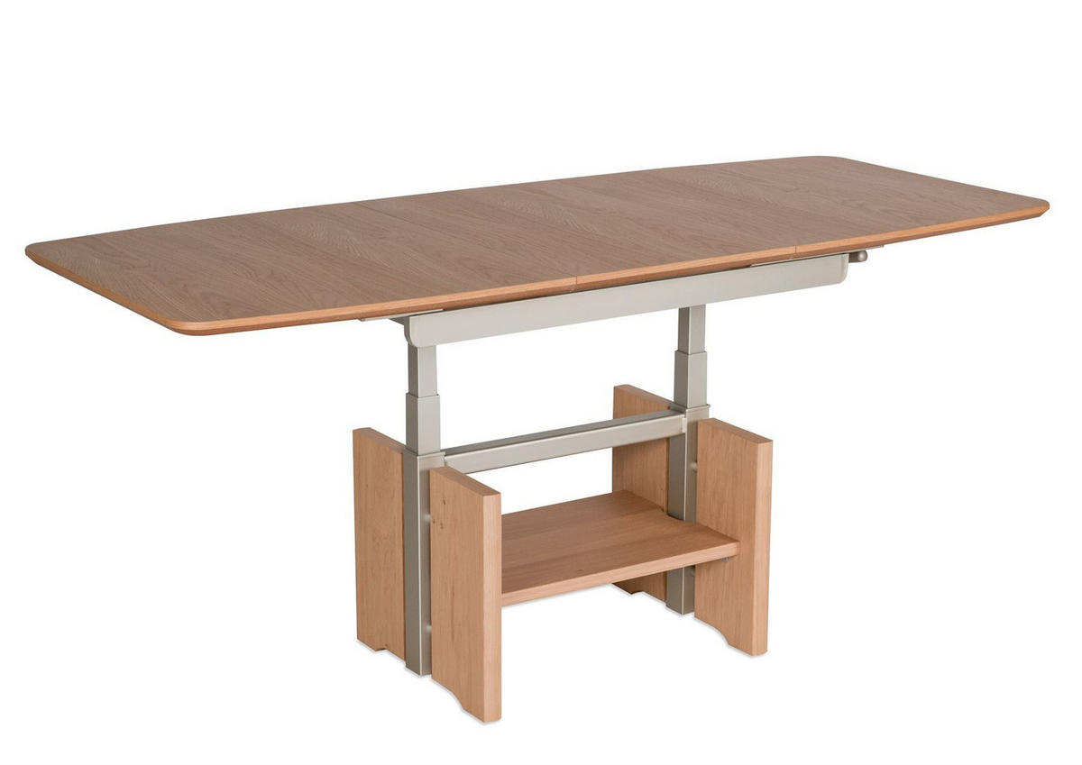 FUNKTIONSTISCH Caren höhenverstellbar und ausziehbar 120(160) x 70 x 54-73 Couchtisch massiv Wildeiche Bianco - Braun, Holz (120/70/54cm) - 58aufmkessel