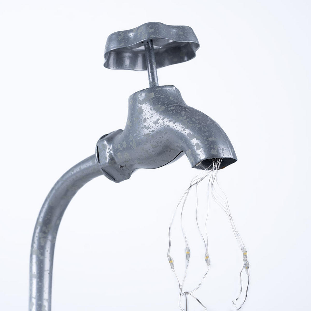 LED AUSSENLEUCHTE Solar Wasserhahn Silber - Silberfarben, Metall (17/16/62cm)
